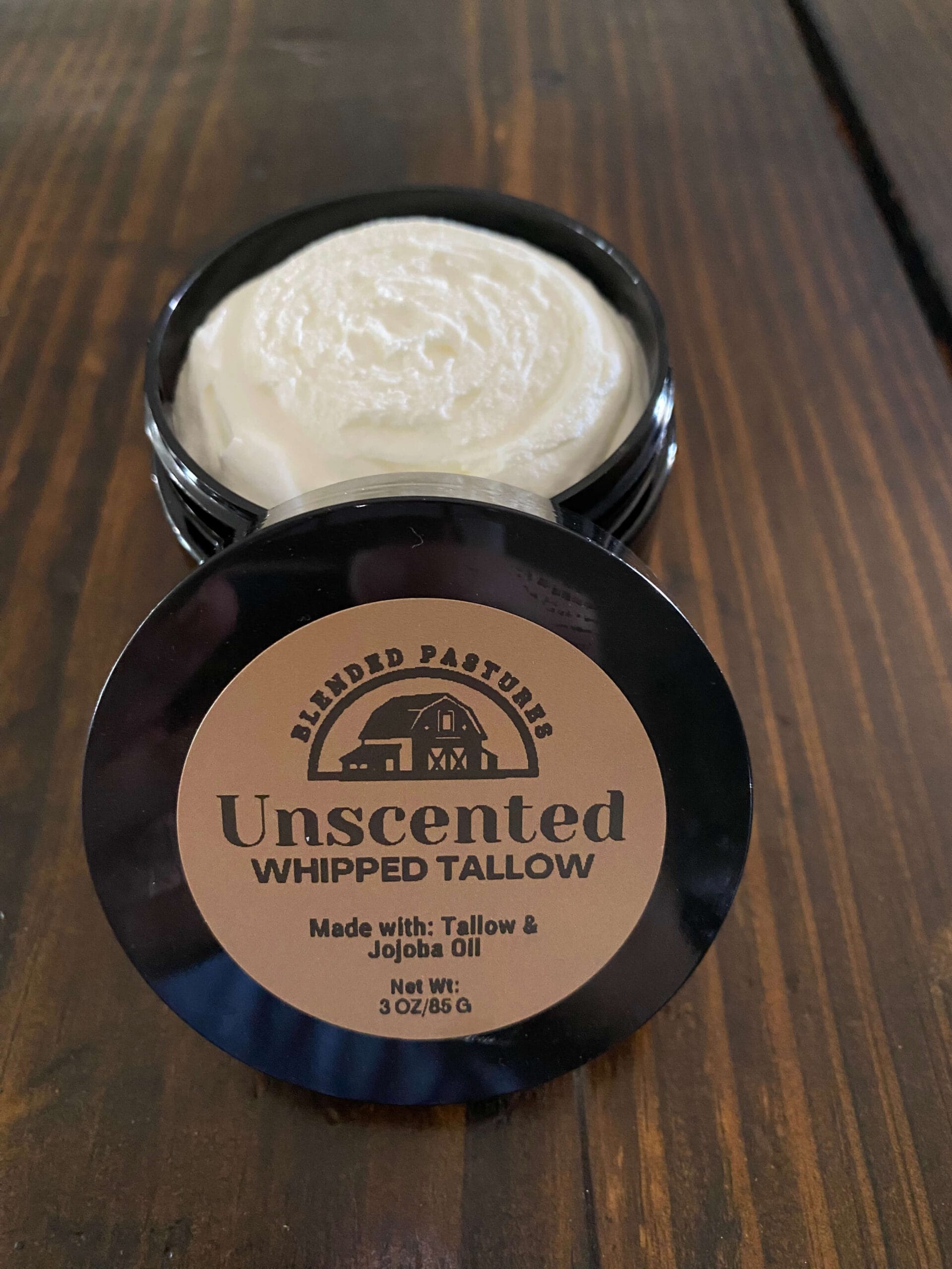 Pure, unscented whipped tallow balm—deeply hydrating, nourishing, and all-natural skincare.