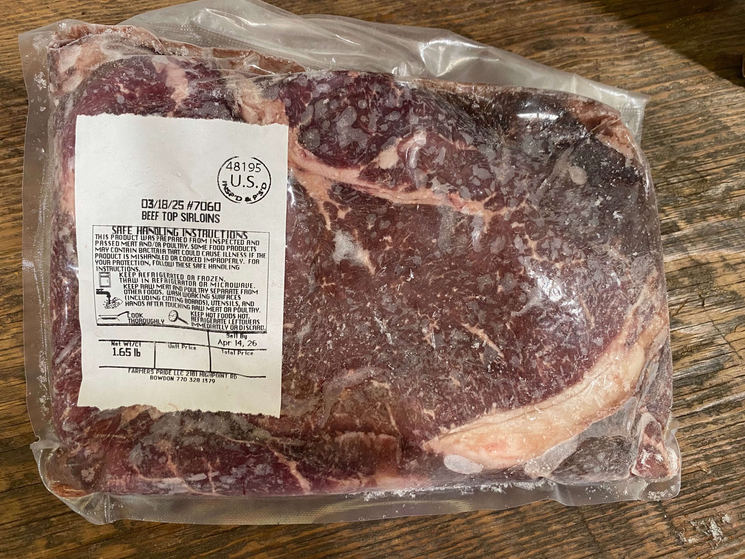 Premium grass-fed, grain-finished top sirloin steak from Blended Pastures Farmstead—tender, flavorful, and perfect for grilling.