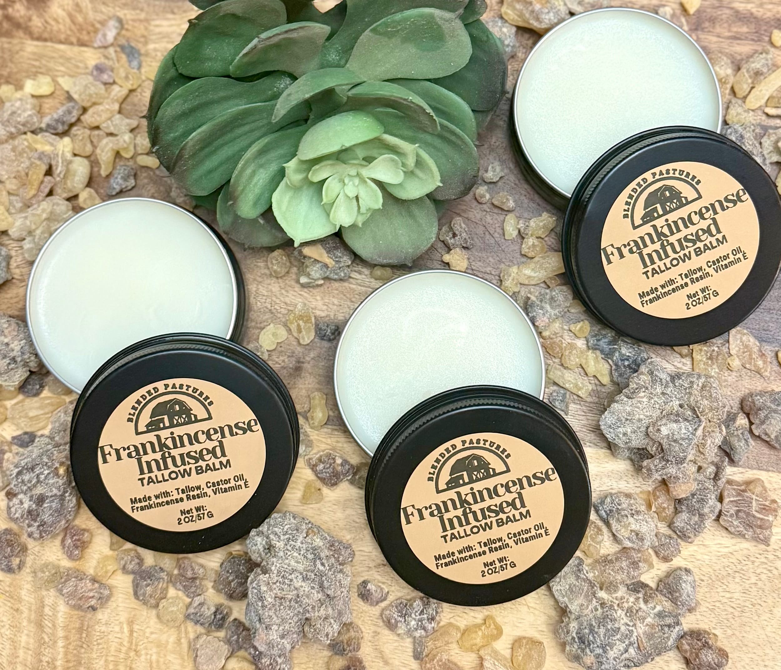 Invigorating Fresh Frankincense tallow balm—deeply hydrating and naturally calming.