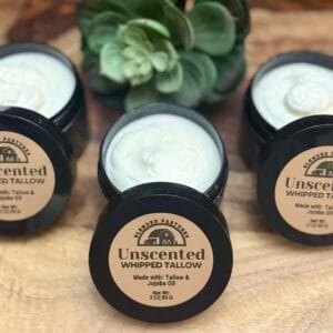 Pure, unscented whipped tallow balm—deeply hydrating, nourishing, and all-natural skincare.