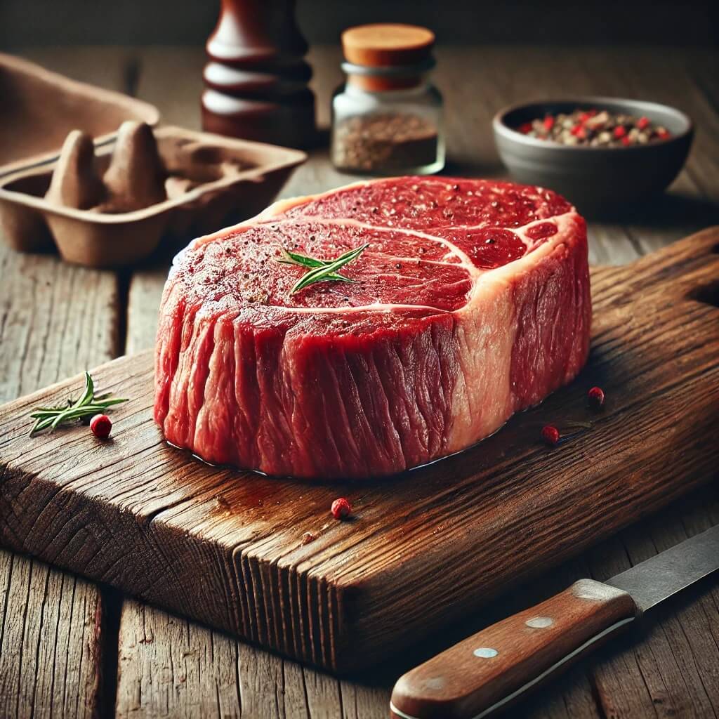 Thick-cut, tender grass-fed, grain-finished filet mignon.