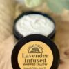 lavender-whipped-tallow-lotion Jar of lavender whipped tallow lotion made with grass-fed tallow and calming lavender oil