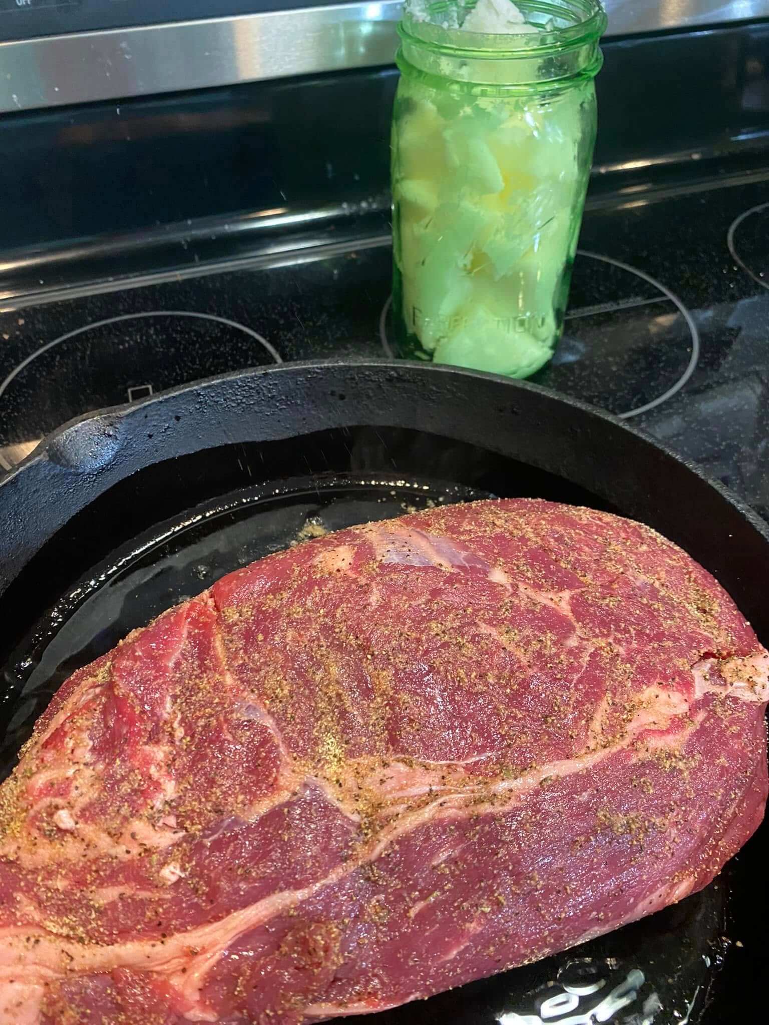 Chuck Roast – Grass-Fed & Grain-Finished | Blended Pastures Farmstead Marbled grass-fed, grain-finished chuck roast ready for slow cooking.