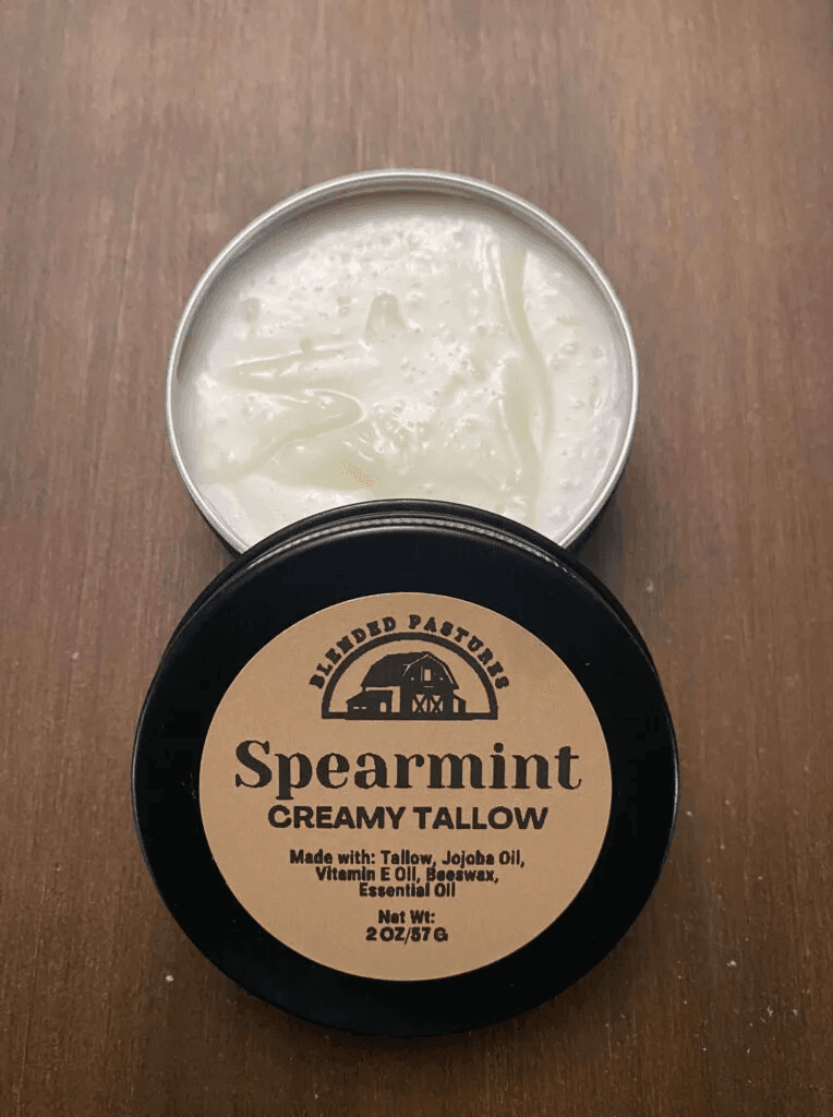 spearmint-creamy-tallow Spearmint Creamy Tallow – Refreshing and hydrating tallow balm with a minty fresh scent for smooth, healthy skin.