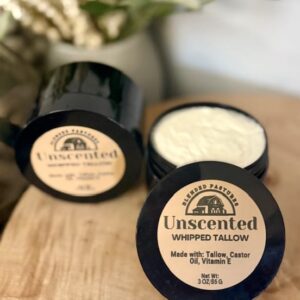 Unscented whipped tallow moisturizer made with grass-fed beef tallow.
