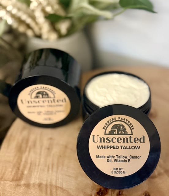 Pure, unscented whipped tallow balm—deeply hydrating, nourishing, and all-natural skincare.