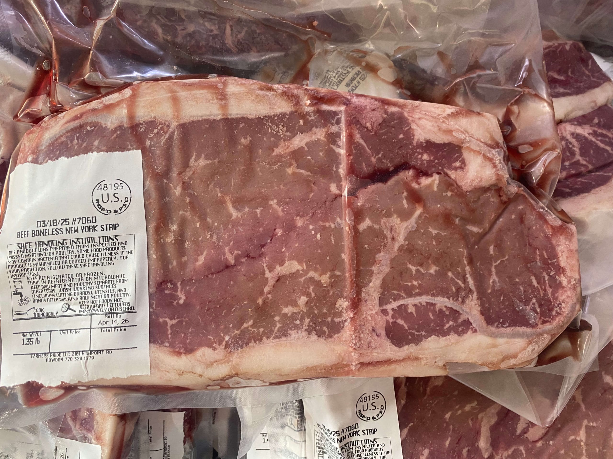 Grass-fed, grain-finished New York Strip steak – richly marbled and tender