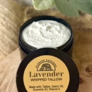 Lavender Whipped Tallow moisturizer made with grass-fed beef tallow