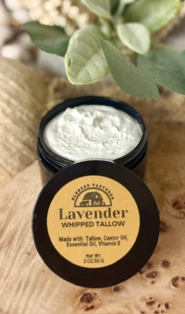 Lavender-Whipped-tallow-1 Soothing Lavender whipped tallow—deep hydration with a calming lavender scent.