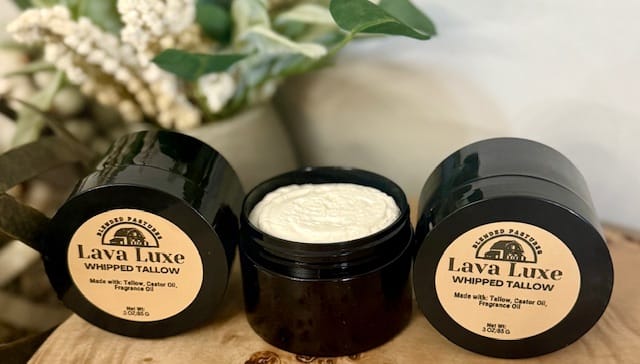 Two jars of whipped tallow cream