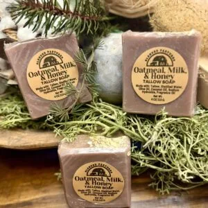 Oatmeal Milk & Honey tallow soap bar made with pasture-raised beef tallow